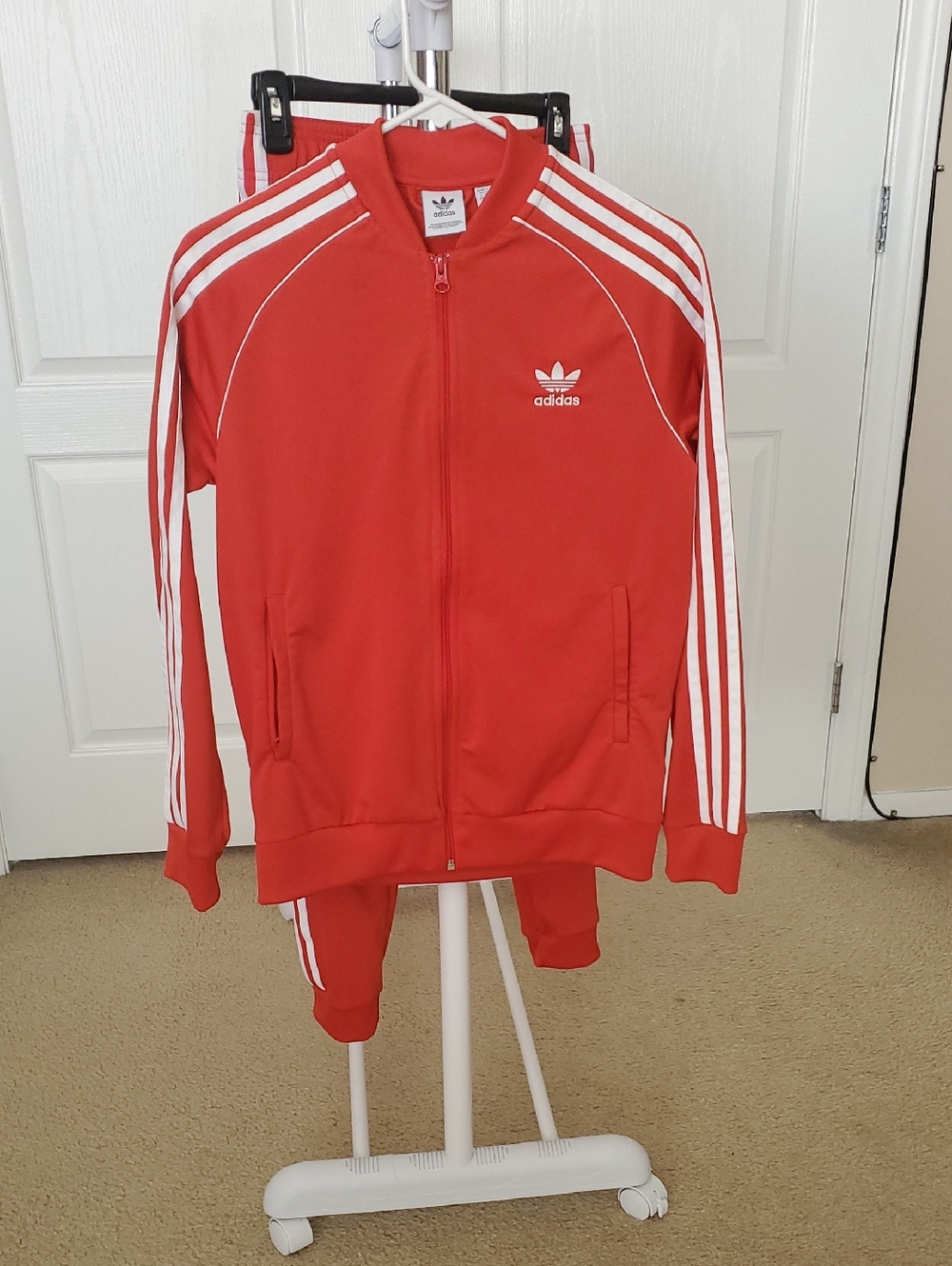 adidas Red Kids Track Jacket with White 3-Stripes